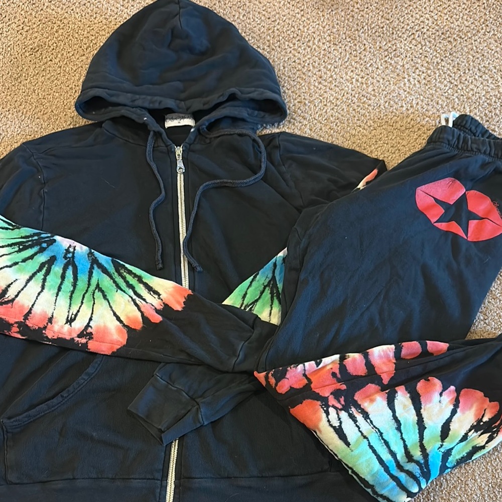 Lauren Moshi Black Tie-Dye Joggers